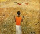 Shepherd with goats